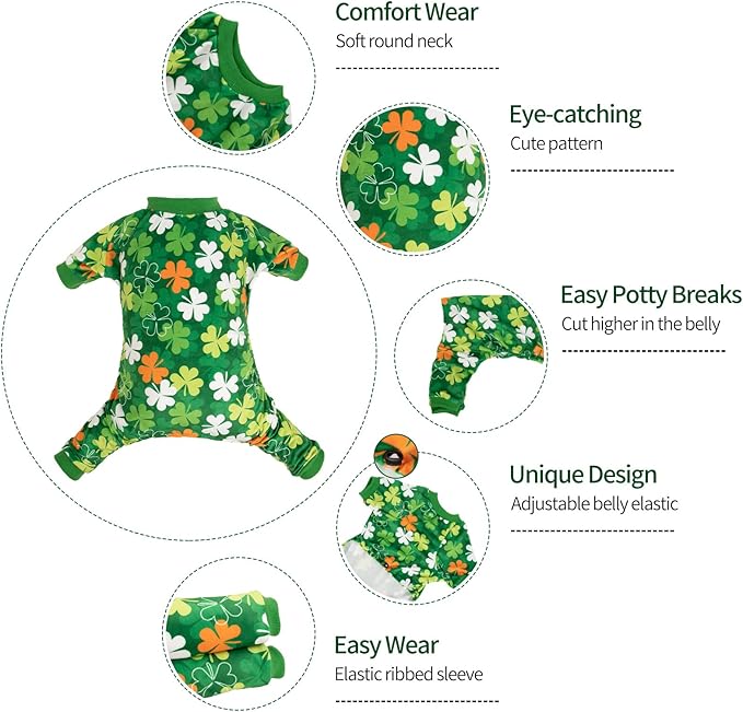 CuteBone Clover St.Patrick's Day Small Dog Pajamas Soft P275XL