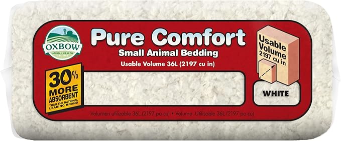 Oxbow Pure Comfort Small Animal Bedding - Odor & Moisture Absorbent, Dust-Free Bedding for Small Animals, White, 36 Liter Bag, 15.0" L x 8.7" W x 3.5" Th