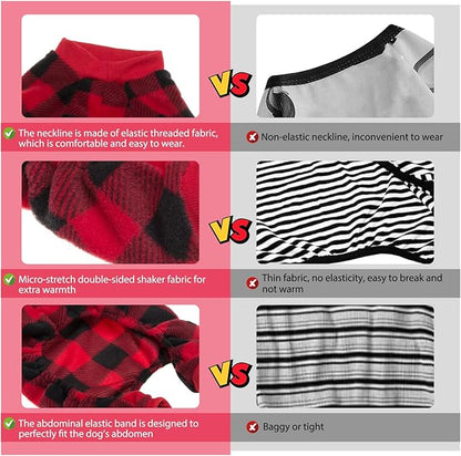 SCENEREAL Dog Pajamas for Small to Large Dogs Soft Pet Sweater Clothes Warm Puppy Onesie Outfits for Doggie Winter Christmas