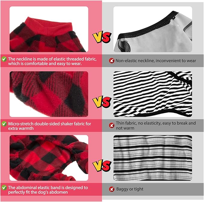 SCENEREAL Dog Pajamas for Small to Large Dogs Soft Pet Sweater Clothes Warm Puppy Onesie Outfits for Doggie Winter Christmas