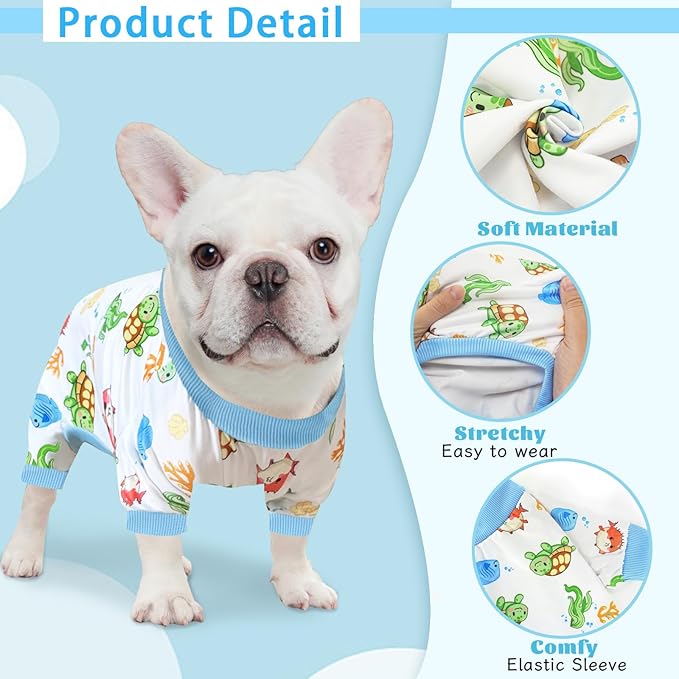 XPUDAC 4 Pack Dog Pajamas for Small Dogs, Dog Clothes for Dogs Boy Girl Strechy Soft Pet Jumpsuit, Cat Onesie (Medium)