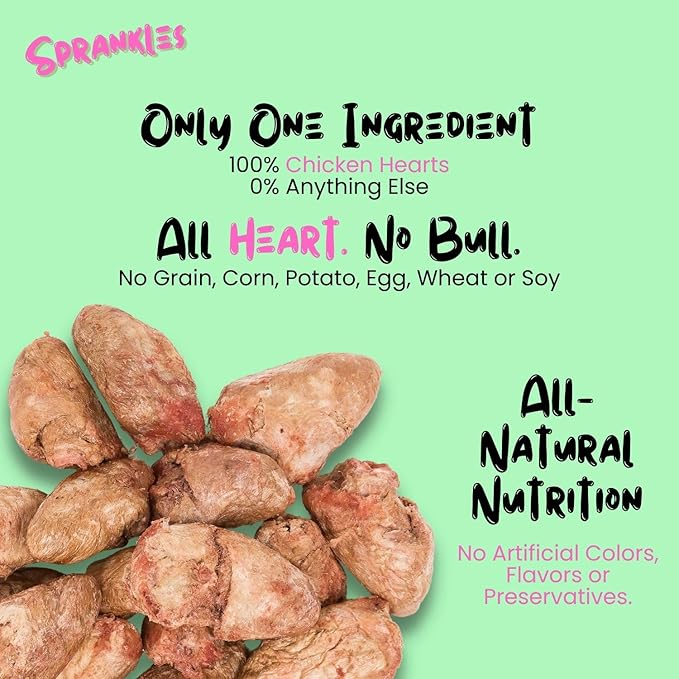 Freeze Dried Dog Treats, Chicken Hearts for Cats and Dogs - 1LB Big Bag Single Ingredient All Natural Grain-Free, High Protein, Made in USA - Perfect for Training, Topper or Snack