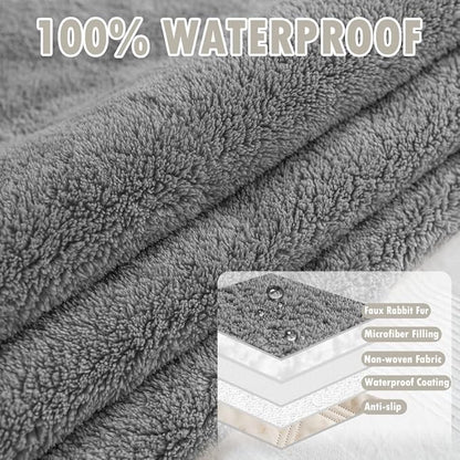 Waterproof & Anti-Slip Washable Faux Fur Dog Bed Cover and Pet Blanket Couch Cover Sofa Pet Bed Mat ，car Incontinence Mattress Protectors Furniture for Most Cats Dogs Pets