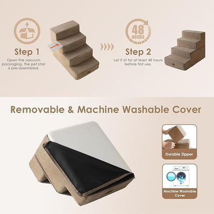 EHEYCIGA Dog Stairs for Bed 18”H 4-Step Dog