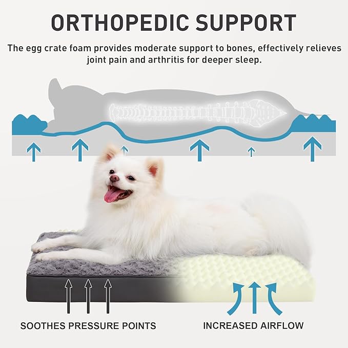 Dog Crate Bed Waterproof Dog Beds for Medium Dogs Rose Velvet Soft Fluffy Washable Dog Bed with Removable Cover & Anti-Slip Bottom 29 x 18 Inch,