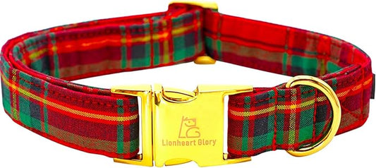 Lionheart glory Christmas Plaid Dog Collar