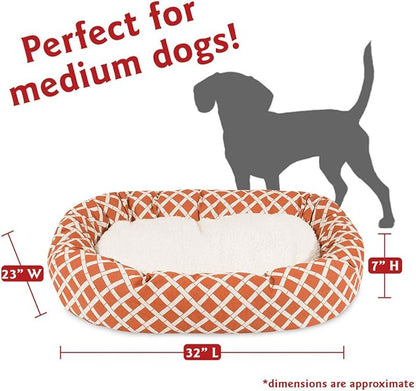 32 inch Burnt Orange Bamboo Sherpa Bagel Dog Bed