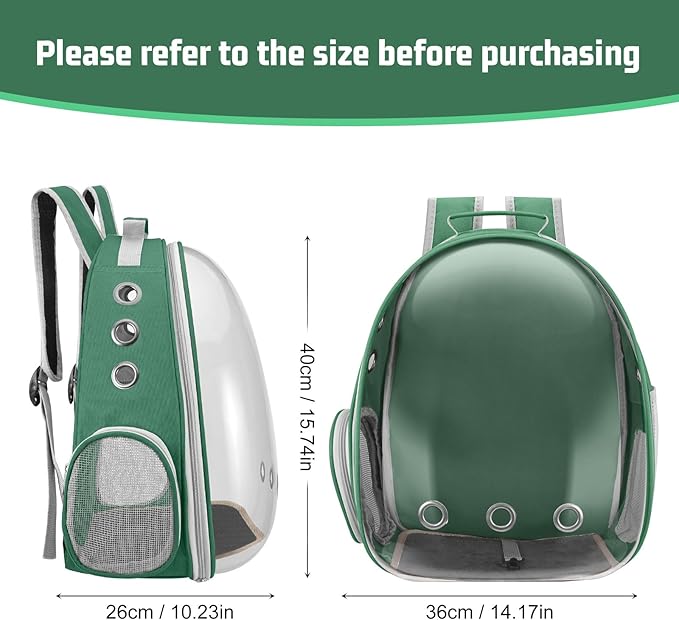 Cat Carrier Backpack Portable Pet Travel Solution Pet Carrier Dog Carrier Backpack Bag Space Capsule for Small Medium Cat Puppy Dog Travel Hiking Walking Camping Up to 17Lb (Green)