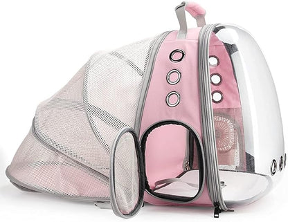 Lollimeow Cat Carrier Backpack, Bubble Expandable Backpack Carrier, Pets and Small Dogs,Airline-Approved, Designed for Travel, Hiking, Walking & Outdoor Use (Back Expandable-Pink)