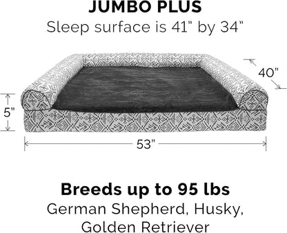 Furhaven Memory Foam Dog Bed for Large Dogs w/ Removable Bolsters & Washable Cover 125 lbs