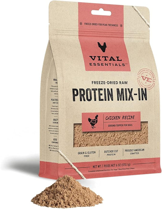 Vital Essentials Freeze Dried Raw Protein Mix-in Dog Food Topper, Chicken Ground Topper for Dogs, 6 oz