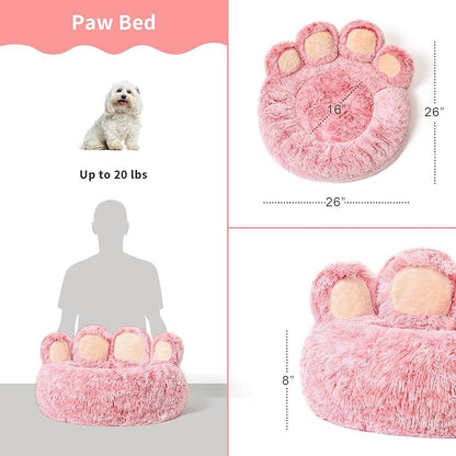 Jiupety Pet Round Bed of Paw Shape (26"×26"×8"), Pink
