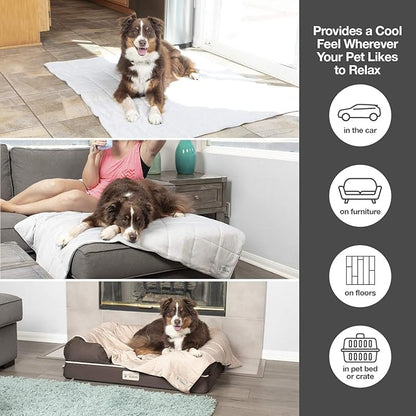 PetFusion Premium Cat and Dog Cooling Blanket. Lightweight Pet Blanket