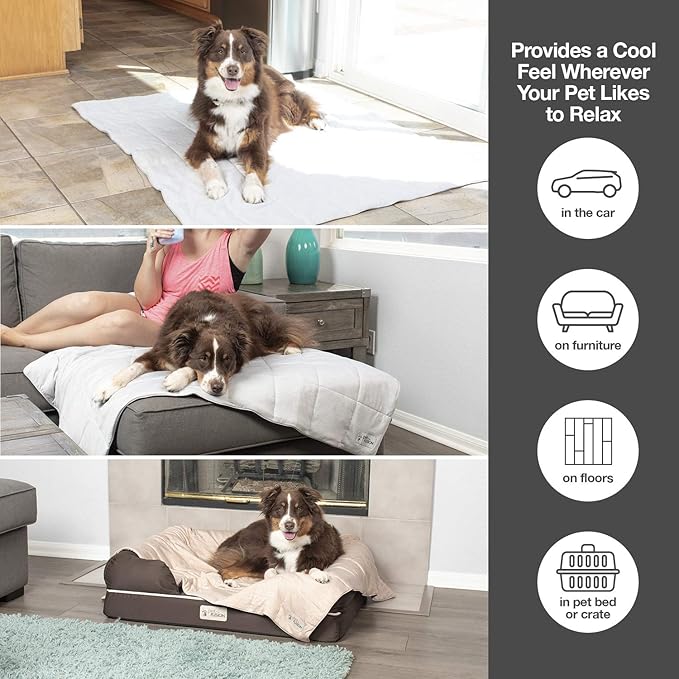 PetFusion Premium Cat and Dog Cooling Blanket. Lightweight Pet Blanket