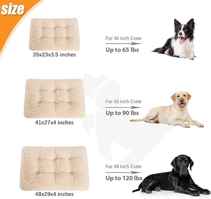 KSIIA Dog Crate Bed Washable Dog Beds for Large Dogs Deluxe Plush Fluffy Comfy Thick Kennel Pad Anti-Slip & Anti-Scratch Pet Sleeping Mat 35 x 23 Inch,