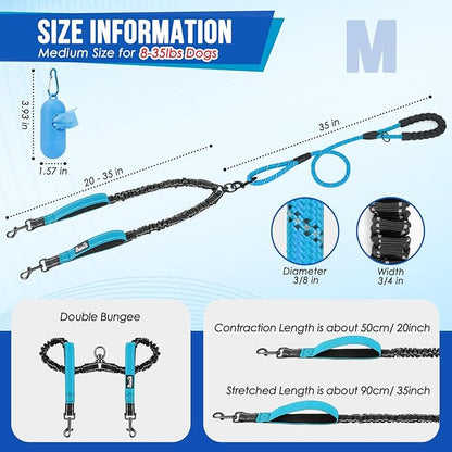 Lukovee Double Dog Leash 360° Swivel
