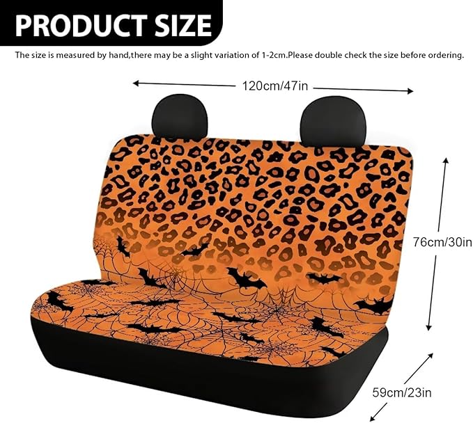 AFPANQZ Halloween Leopard Bat Car Back Seat Covers Protector Rear Car Seat Cushion Dust and Scratch Proof Universal Fits Car