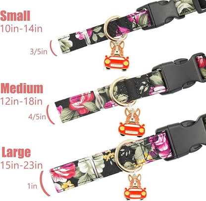 Flower Patterns Dog Collar with Accessories