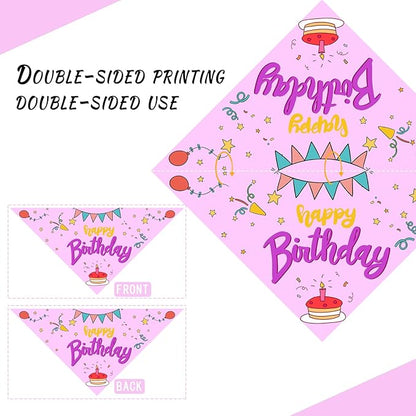 Happy Birthday Dog Bandana Washable Pets Scarf Triangle Adjustable Handkerchief