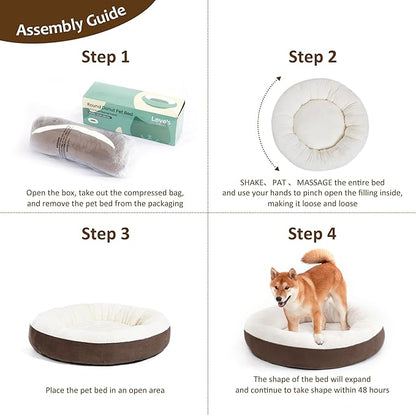 Love's cabin Round Donut Cat and Dog Cushion Bed 30in Pet