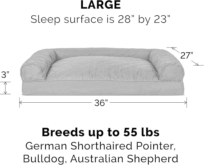 Furhaven Pillow Dog Bed for Large/Medium Dogs w/ Removable Bolsters & Washable Cover