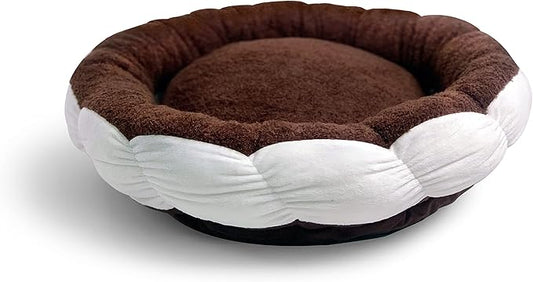 TONBO Soft Plush Small Cute and Cozy Food Dog Cat Bed, Washer and Dryer Friendly (Cookies and Cream)