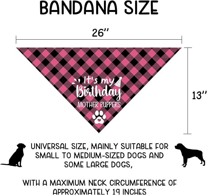 It's My Birthday Mother Puppers Pink Dog Bandana