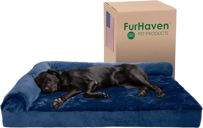 Furhaven Cooling Gel Dog Bed for Large Dogs w/ Removable Bolsters & Washable Cover 125 lbs