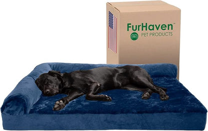 Furhaven Cooling Gel Dog Bed for Large Dogs w/ Removable Bolsters & Washable Cover 125 lbs