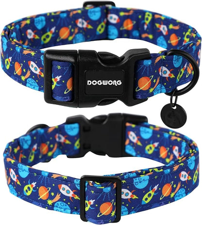 DOGWONG Blue Cotton Dog Collar