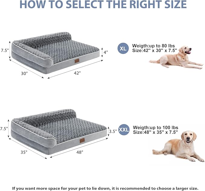 BFPETHOME Orthopedic Dog Beds for Large Dogs-Waterproof Sofa Dog Bed with Removable Washable Cover