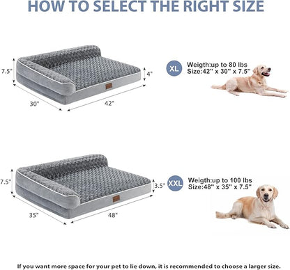 BFPETHOME Orthopedic Dog Beds for Large Dogs-Waterproof Sofa Dog Bed with Removable Washable Cover