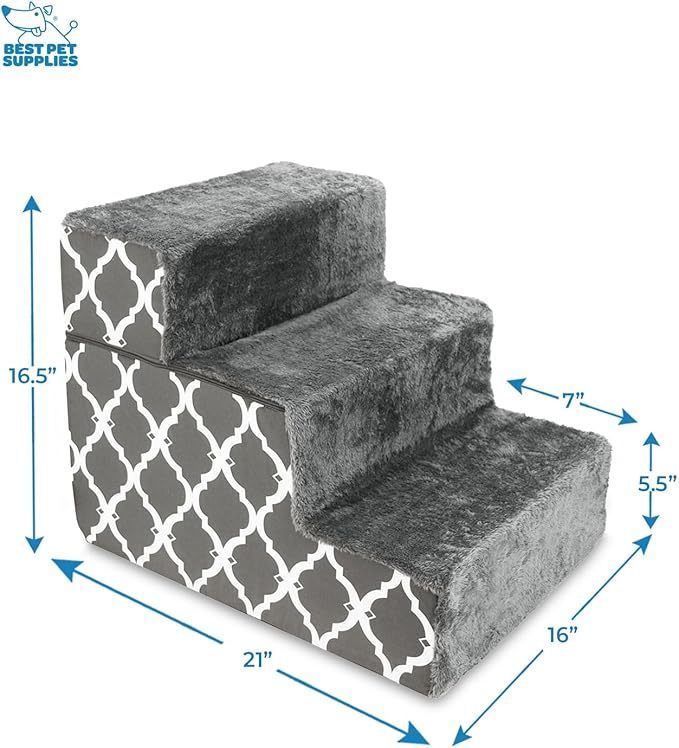 Best Pet Supplies Portable Foldable Foam Pet Stairs/Steps for Couch 3-Step (H: 16.5")