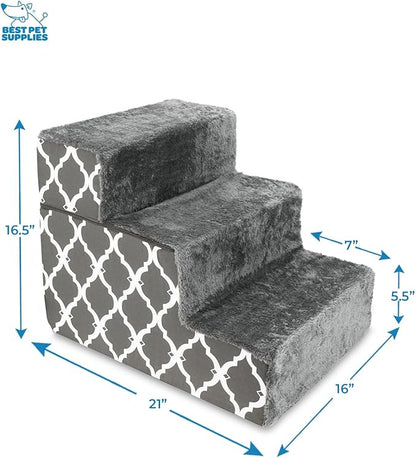 Best Pet Supplies Portable Foldable Foam Pet Stairs/Steps for Couch 3-Step (H: 16.5")