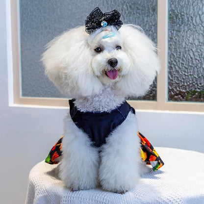 CuteBone Dog Dresses Velvet Holiday Small Dogs Clothes Onesie Pet Apparel Girl Puppy Skirt with Bow Hair Rope CVA26S-D