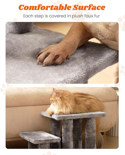 Pawque Dog Stairs for Small Dogs Old Cats 3 Combination 3 Steps-Grey