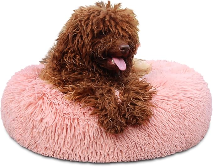 Pink Dog Bed for Small Dogs Machine Washable Anxiety,19 Inch 10 lb