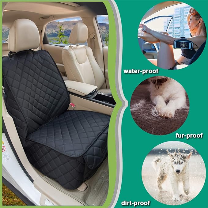 Waterproof Front Seat Cover Dog Car Seat Covers Nonslip and Full Protection with Side Flaps Fits Most Cars