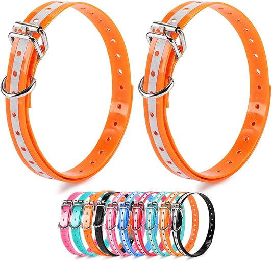 Replacement Collar Strap 3/4',Reflective,Adjustable,Metal Buckled,Waterproof Pack2)
