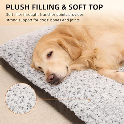 Washable Dog Crate Bed Deluxe Plush Dog Beds Reversible All-Seasons Bed Pet Sleeping Mattress for Large