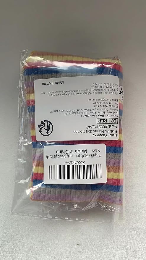 Small Medium Dog Clothes Rainbow Striped Dog Shirts Stretchable Long Sleeve Cat T-Shirt Pet Outfits for Chihuahua Yorkie Teddy (Yellow Edge