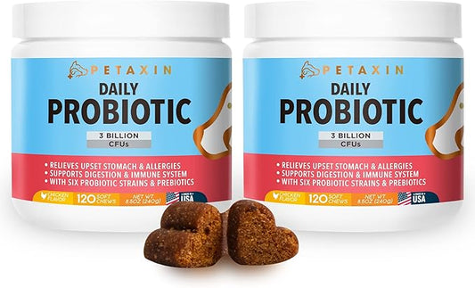 Probiotics for Dogs - 6 Strains with Prebiotics - Supports Digestive and Immune System – Relief for Diarrhea, Bad Breath, Allergies, Gas, Constipation, Hot Spots - Made in USA - 240 Chews