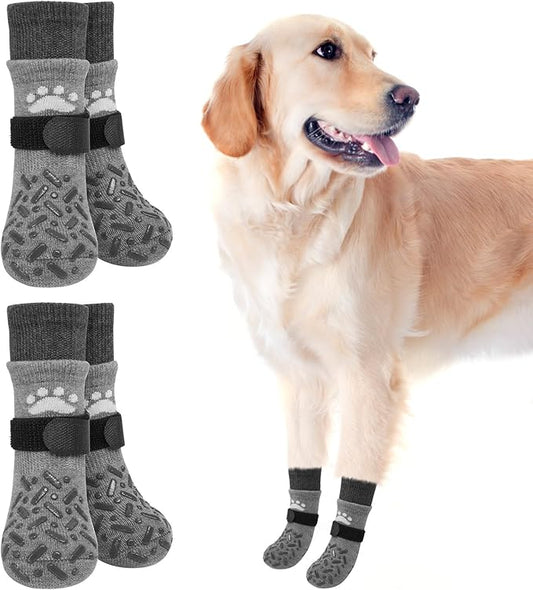 SCENEREAL Dog Socks to Prevent Licking Paws for Hot Pavement, Anti Slip Long Dog Grip Socks for Hardwood Floors, Dog Shoes Booties&Paw Protector for Small Medium Large Senior Dog, Pet Socks for Wounds