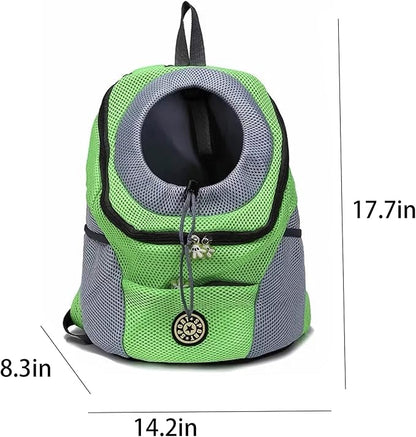 Pet Dog Carrier Backpack,Pet Carrier Front Backpack with Pockets for Hiking Camping, Head Out Breathable Travel Bag for Small Medium Dogs,Cats,Puppies(Medium, Green)