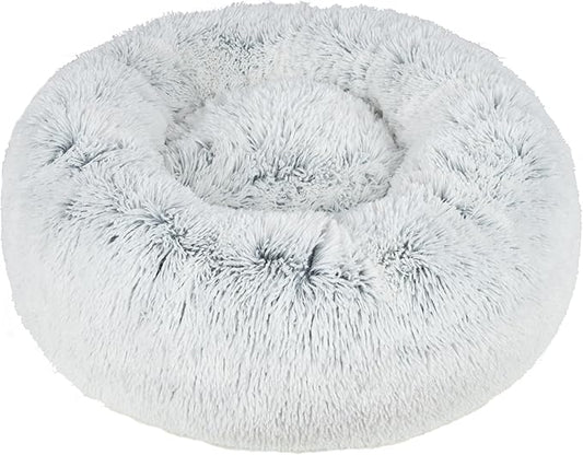 Best Pet Supplies Round Calming Dog Bed with Plush Faux Fur Fabric 27x27x7.5''
