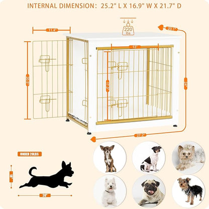 DWANTON Dog Crate Furniture with Cushion 27.2" L,