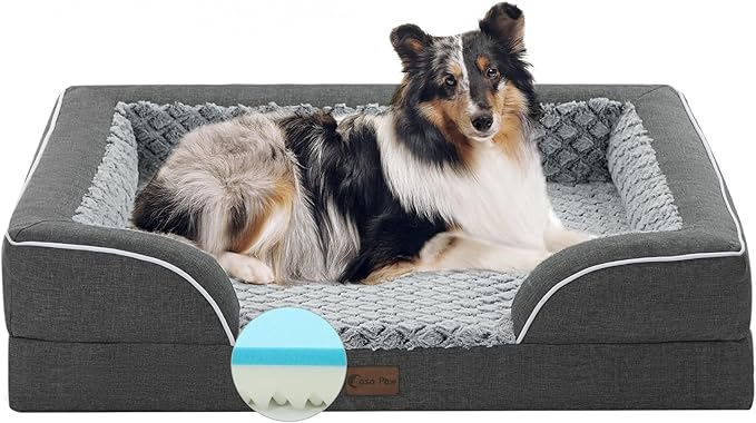 Memory Foam Large Dog Bed with Bolsters