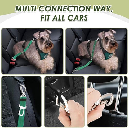 Lukovee Dog Seat Belt for Car, Adjustable Dog Car Harness for Large Medium Small Dogs, Soft Padded & Breathable Mesh Dog Seatbelt with Car Strap and Carabiner((Double Clip 2 in 1),Medium)