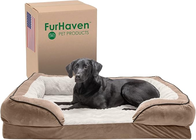 Furhaven Orthopedic Dog Bed for Large Dogs w/ Removable Bolsters & Washable Cover 95 lbs