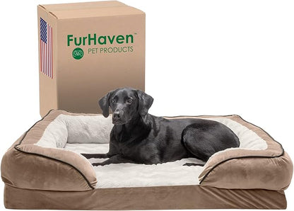 Furhaven Orthopedic Dog Bed for Large Dogs w/ Removable Bolsters & Washable Cover 95 lbs